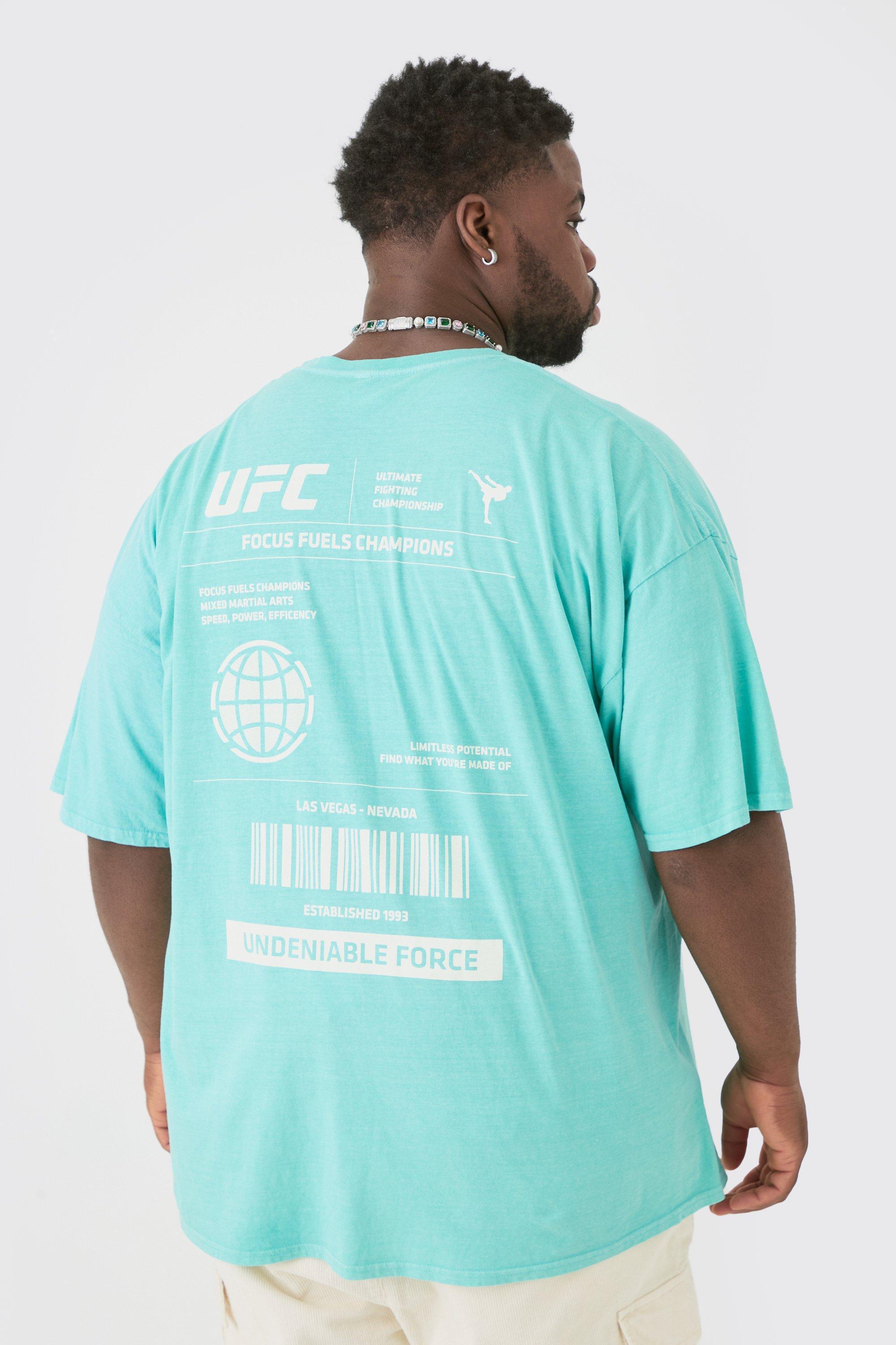 Plus UFC Printed Licensed T-shirt In Green | boohooMAN USA Product Image