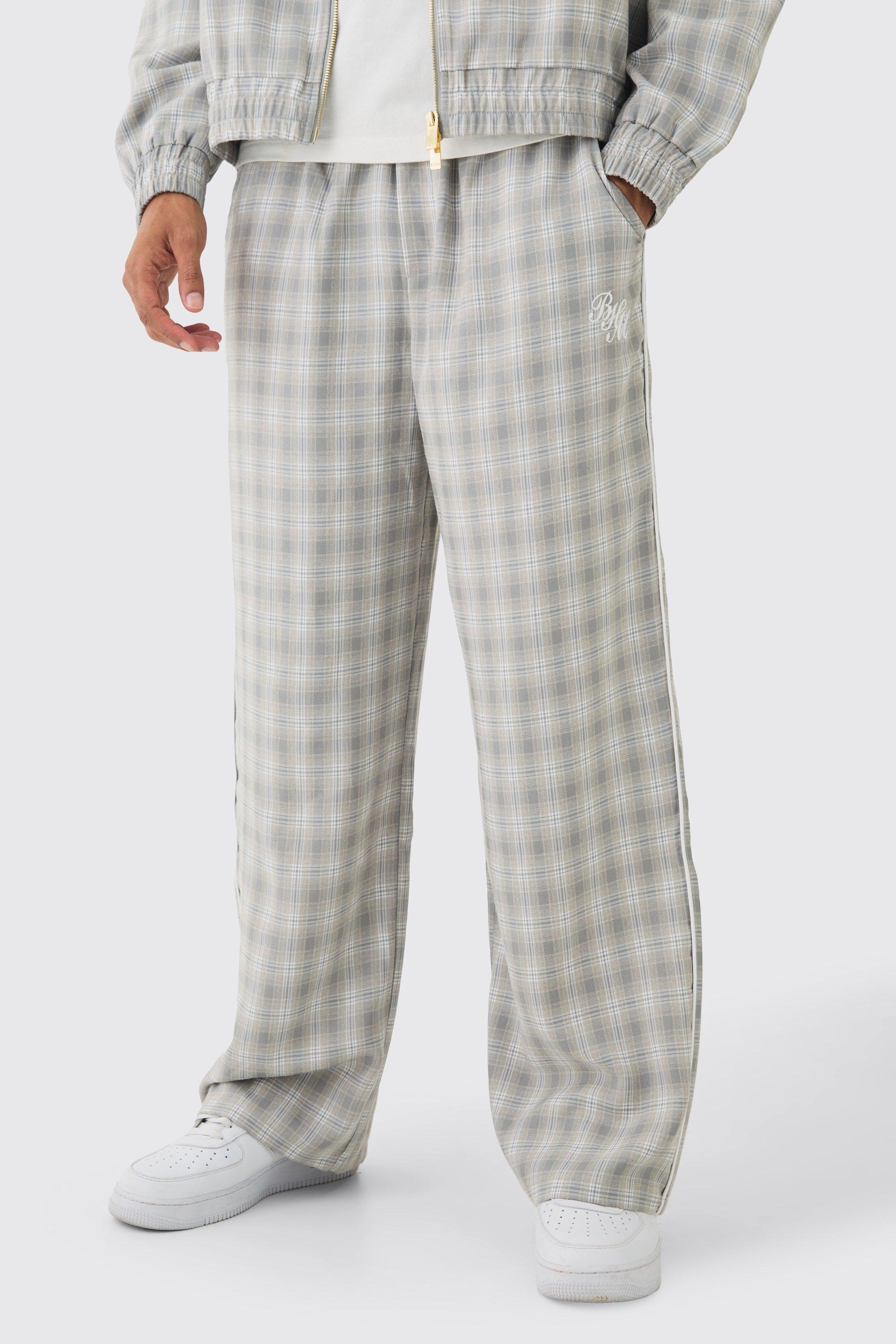 Elasticated Waist Wide Leg Plaid Pants | boohooMAN USA Product Image