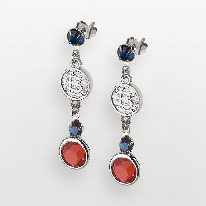 LogoArt St. Louis Cardinals Silver Tone Crystal Logo Drop Earrings, Womens, Multicolor Product Image