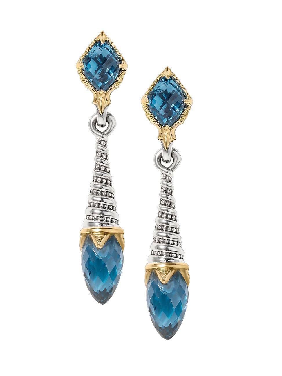 Womens Anthos Sterling Silver, 18K Yellow Gold & Blue Spinel Drop Earrings Product Image