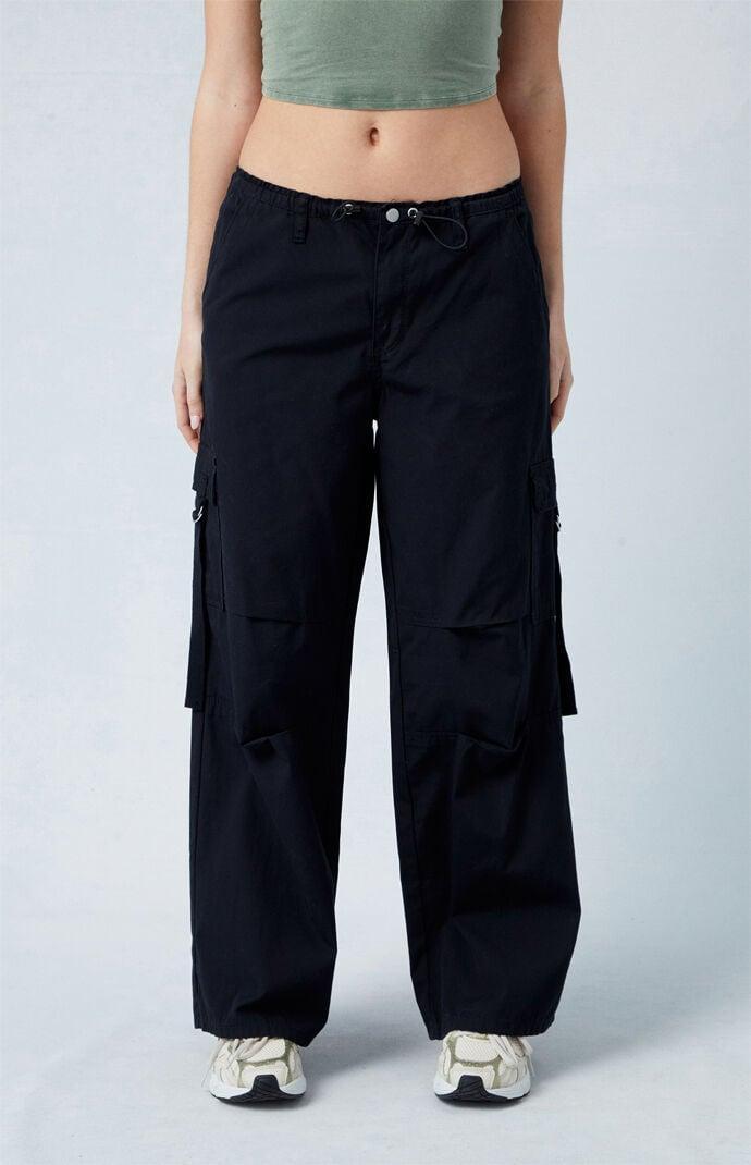 PacSun Womens Black Toggle Baggy Cargo Pants - Anthraciteedium Product Image