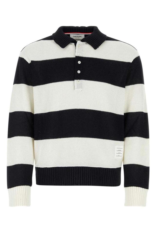 Striped Knitted Polo Shirt In Multicolor Product Image