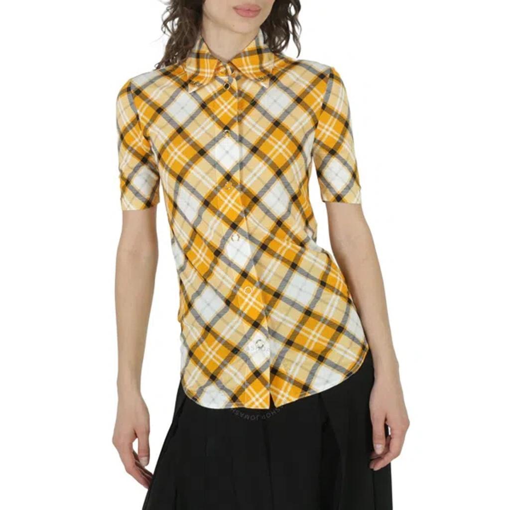 BURBERRY Patia Check Jersey Short-sleeve Shirt In Orange Product Image