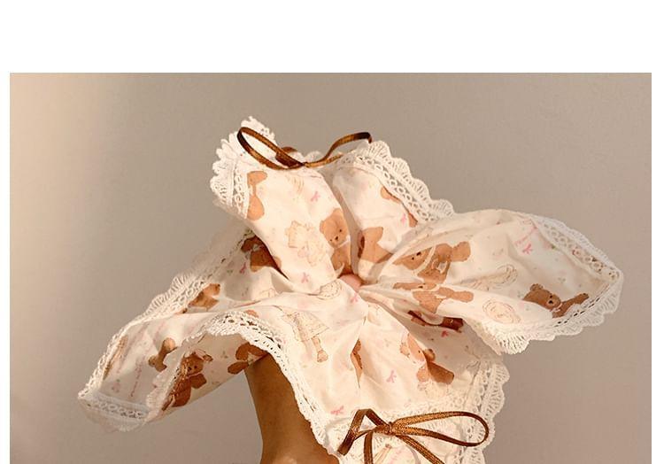 Bow Lace Trim Scrunchie Product Image