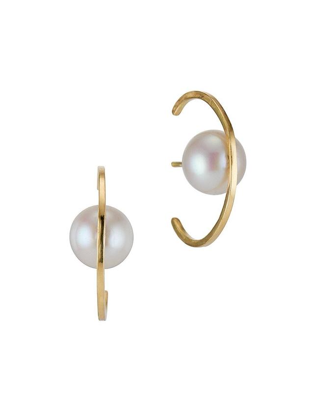 Womens Spark Orbit 18K Yellow Gold & Freshwater Pearl Ear Cuffs - Yellow Gold Product Image