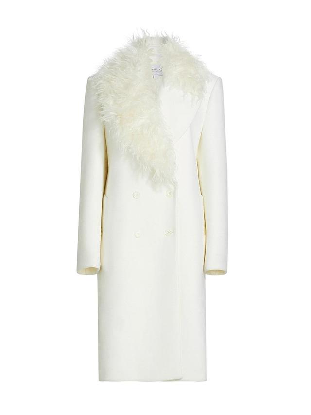 Womens Mohair Collar Wool Double-Breasted Coat Product Image