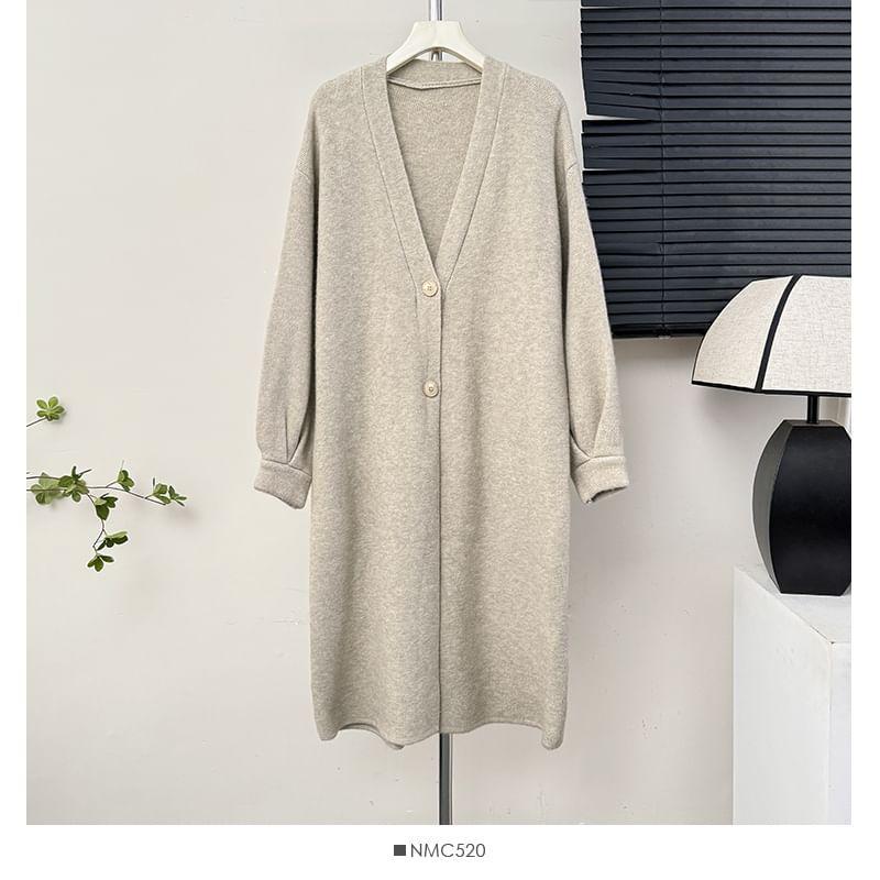 Two-Button V-Neck Long Cardigan in 6 Colors Product Image