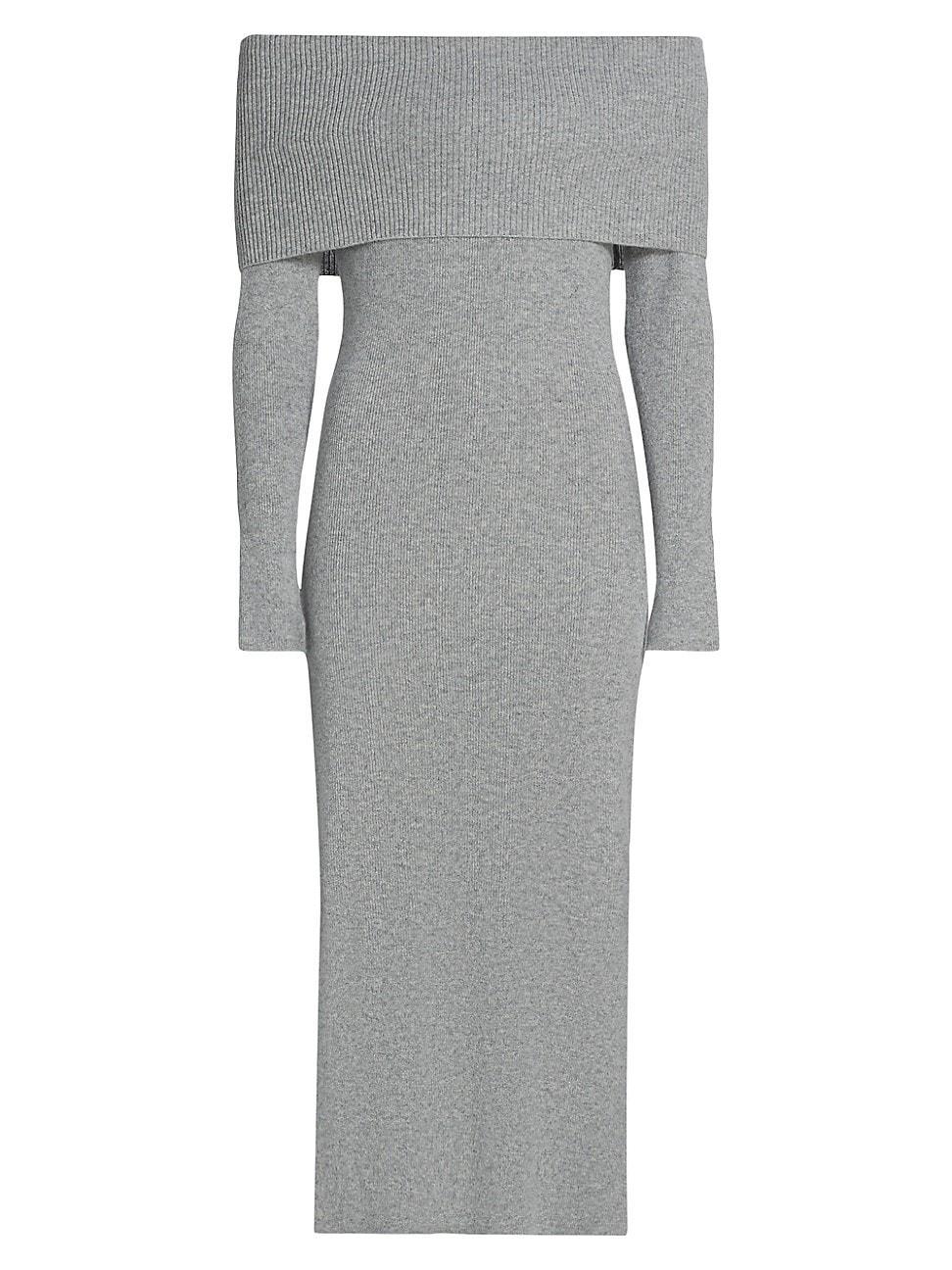 Womens Ribbed Cashmere Midi-Dress Product Image