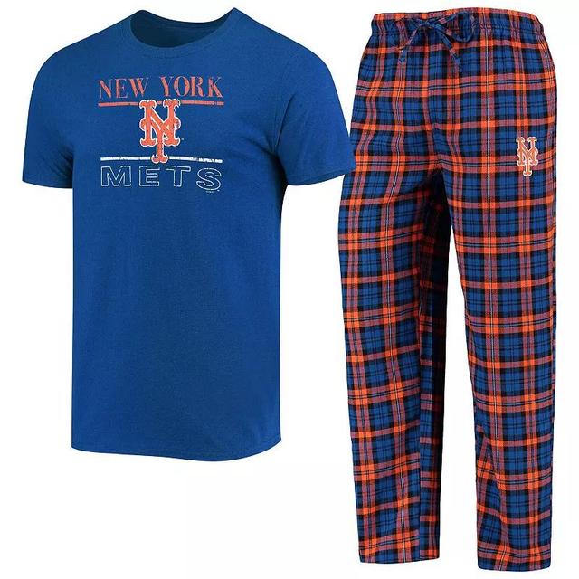 Mens Concepts Sport Royal/Orange New York Mets Lodge T-Shirt & Pants Sleep Set Product Image