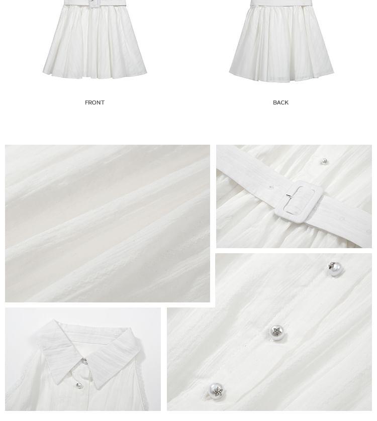 Sleeveless Button-Up Plain A-Line Dress Product Image