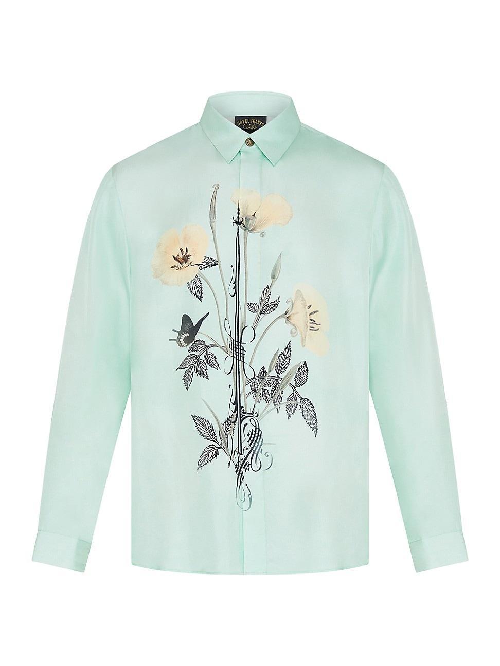 Mens Floral Silk Button-Front Shirt Product Image