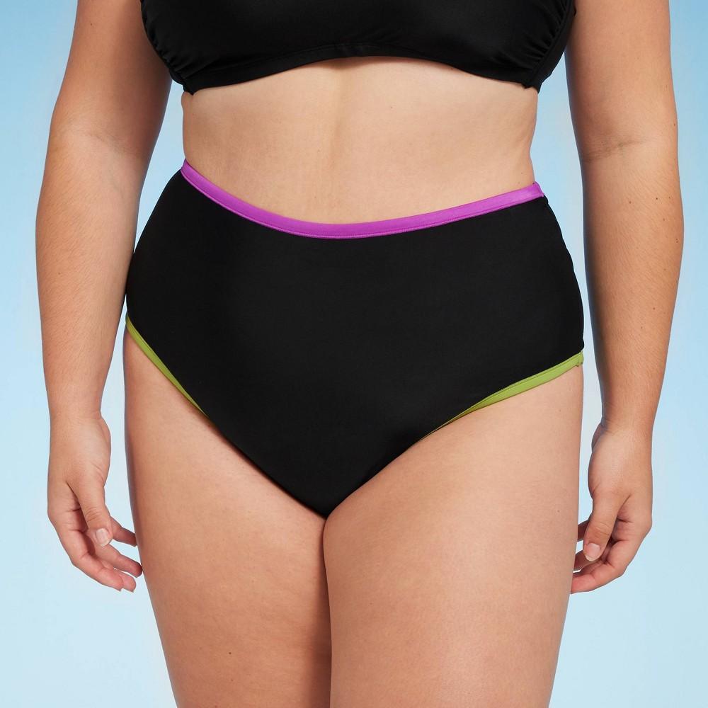 Womens Contrast Binding High Waist Bikini Bottom - Shade & Shore Black X Product Image