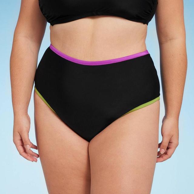 Womens Contrast Binding High Waist Bikini Bottom - Shade & Shore Product Image