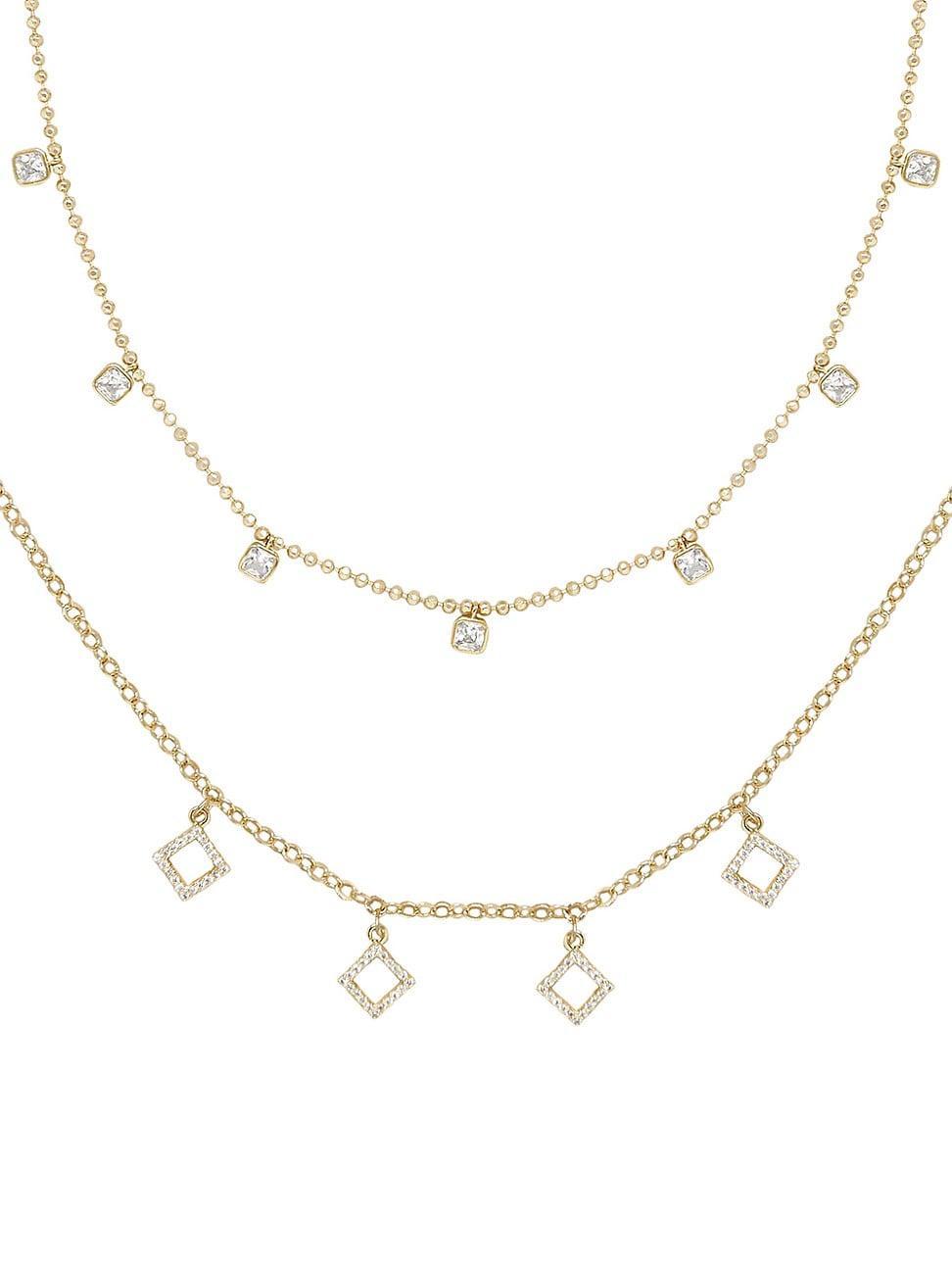 Womens 18K Gold-Plated & Cubic Zirconia Crystalline Necklace Set Product Image