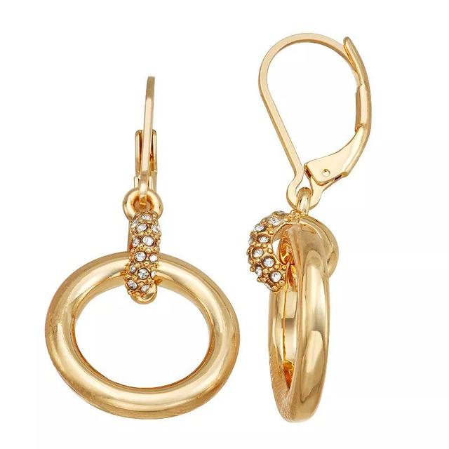 Nine West Gold Tone Simulated Crystal Ring Drop Earrings, Womens, Clear Product Image