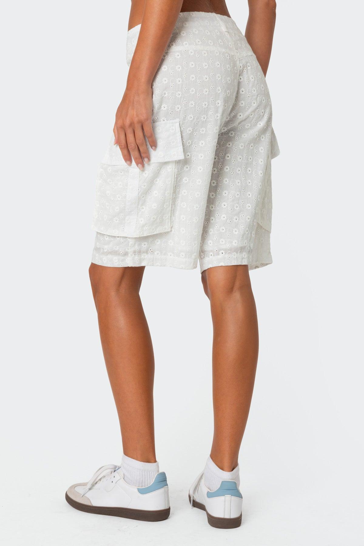 Eyelet Cargo Bermuda Shorts Product Image