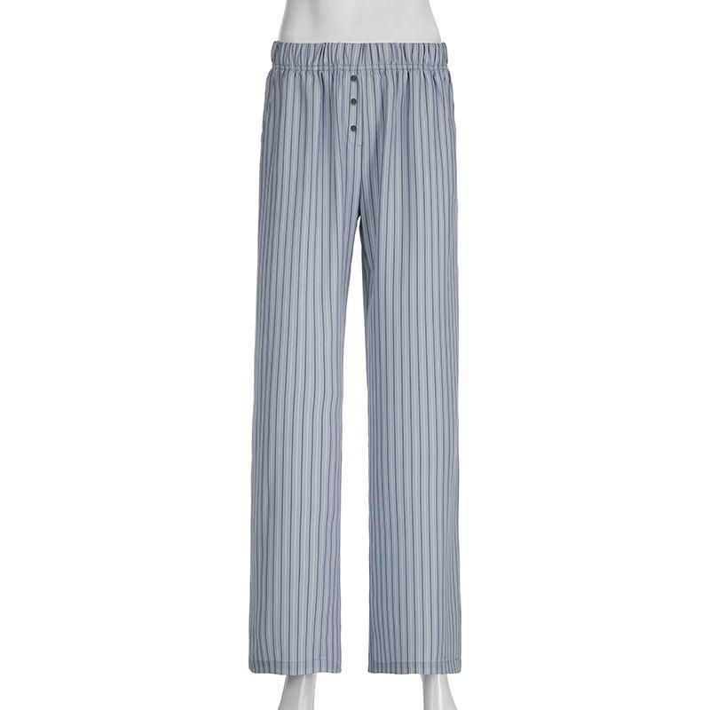 Elastic Waist Striped Wide Leg Pants Product Image