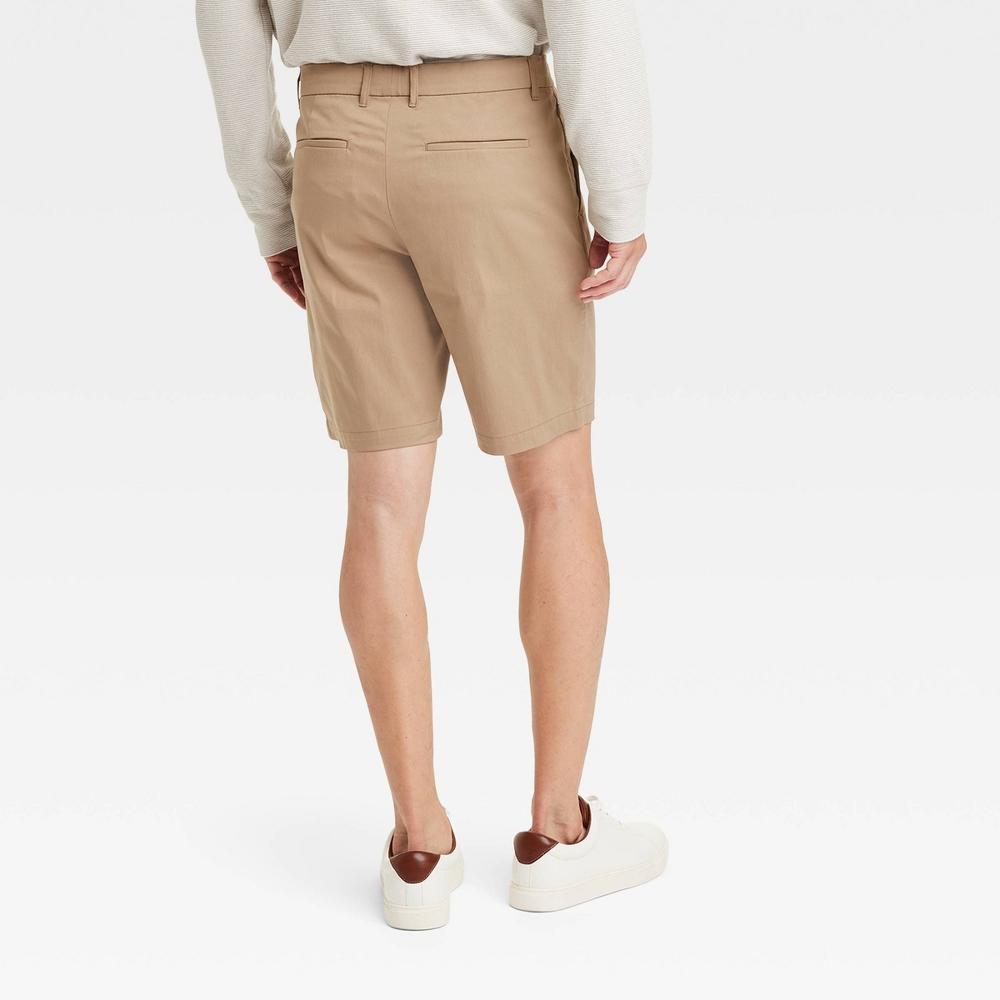 Mens 9 Flat Front Tech Chino Shorts - Goodfellow & Co Tan 42 Product Image