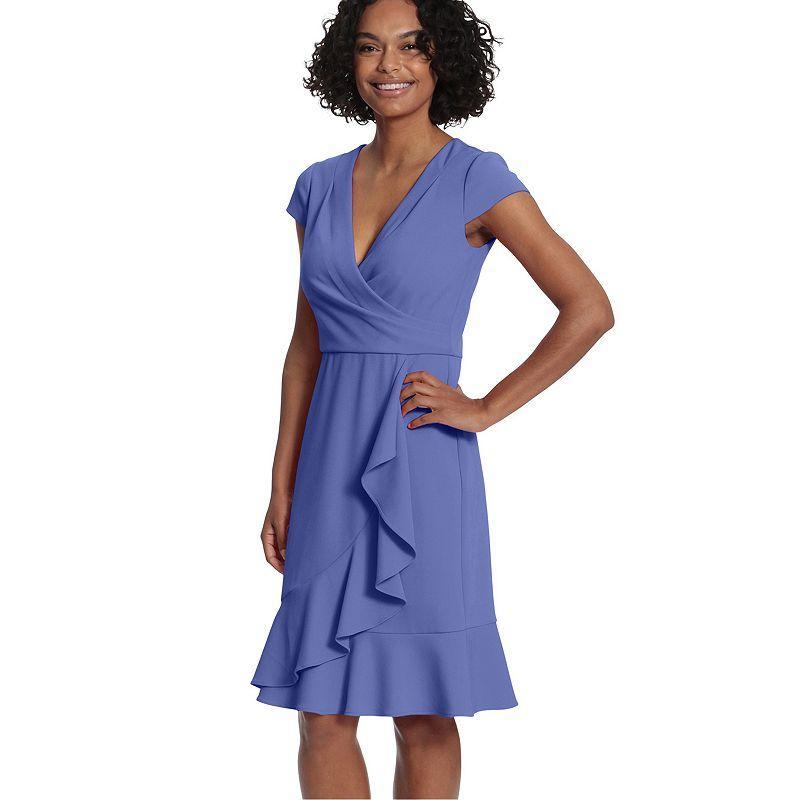 Womens London Times Cascade Ruffle Faux-Wrap Dress Product Image