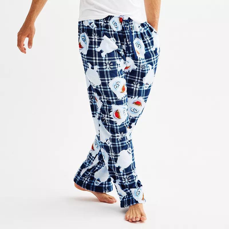 Mens Rudolph the Red-Nosed Reindeer Bumble Tartan Super Minky Sleep Pants Blue Product Image