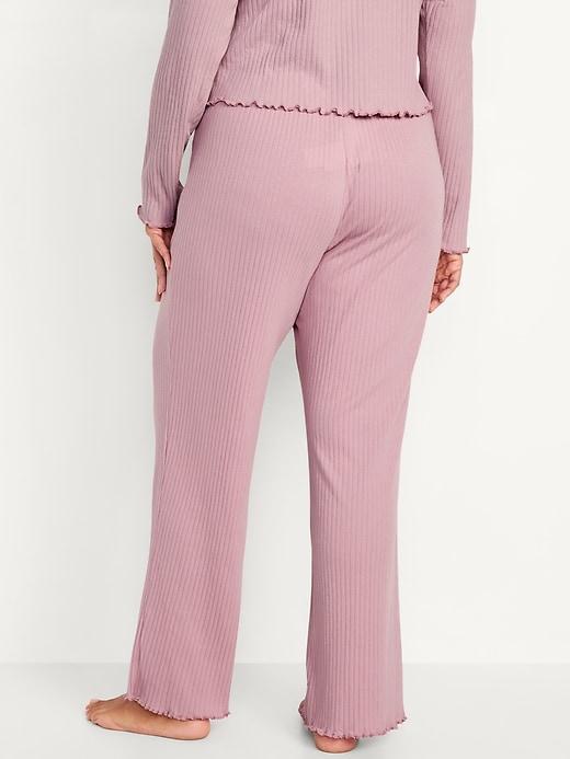 High-Waisted Ribbed Pajama Pants Product Image