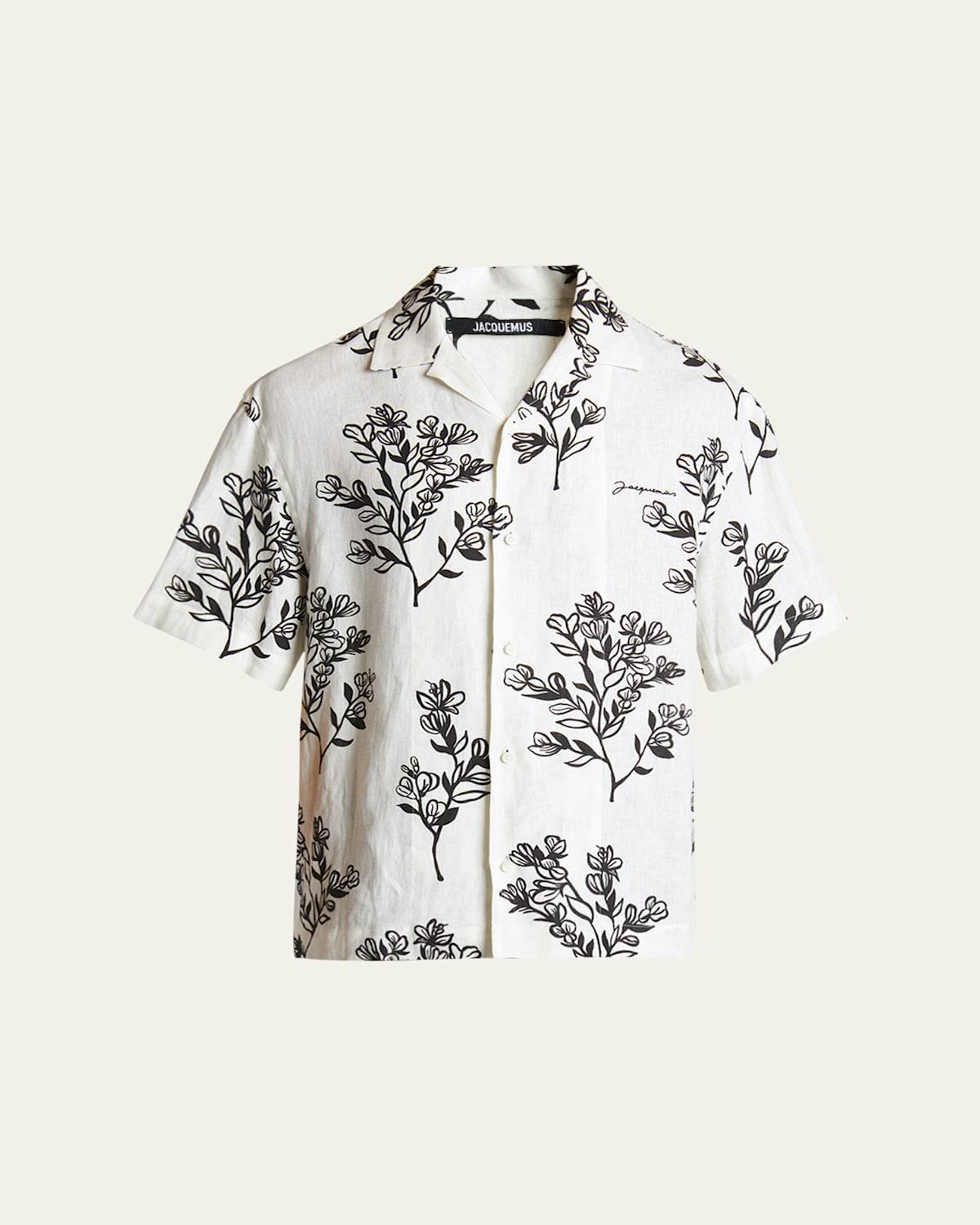 Mens Floral Linen Camp Shirt product image