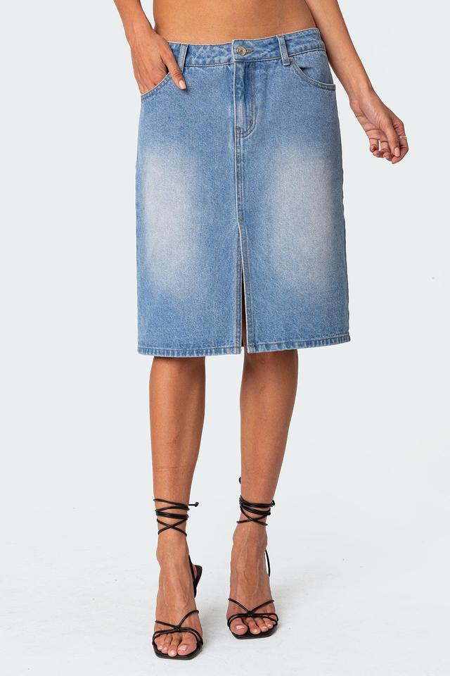 EDIKTED Junia Rigid Denim Midi Skirt Product Image