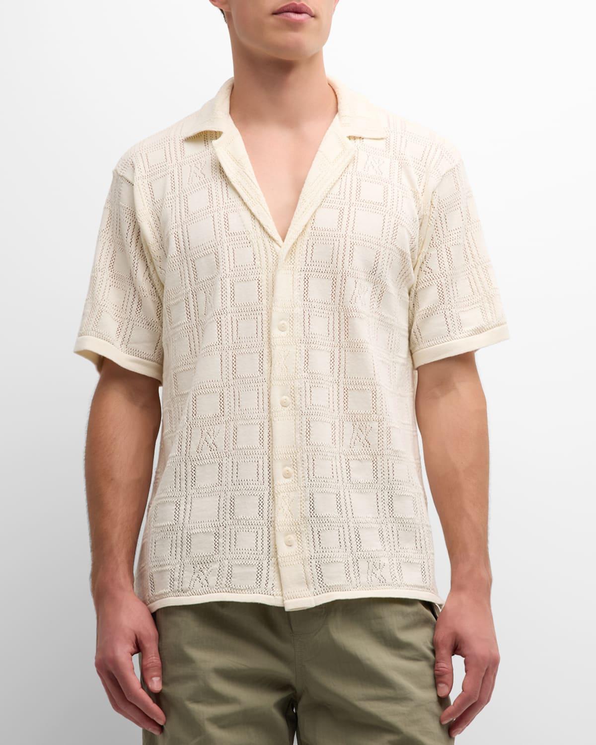 Mens Lace Knit Button-Down Shirt Product Image