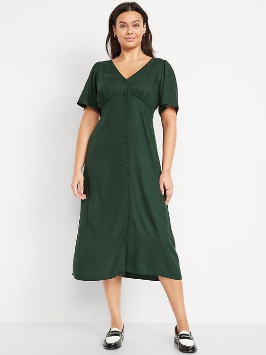 Button-Down Crepe Midi Dress Product Image