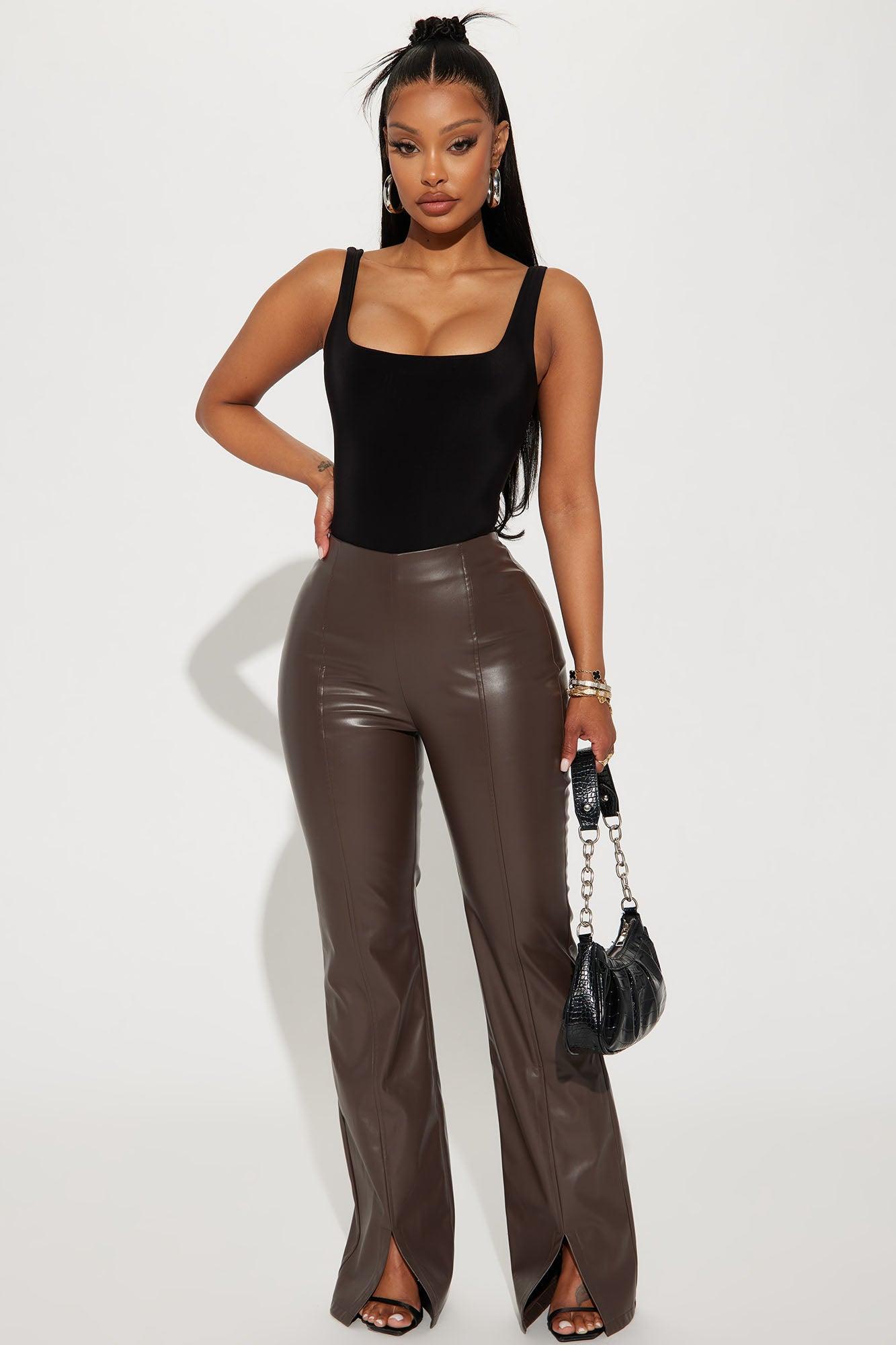 Ashley Faux Leather Flare Pant - Mocha product image