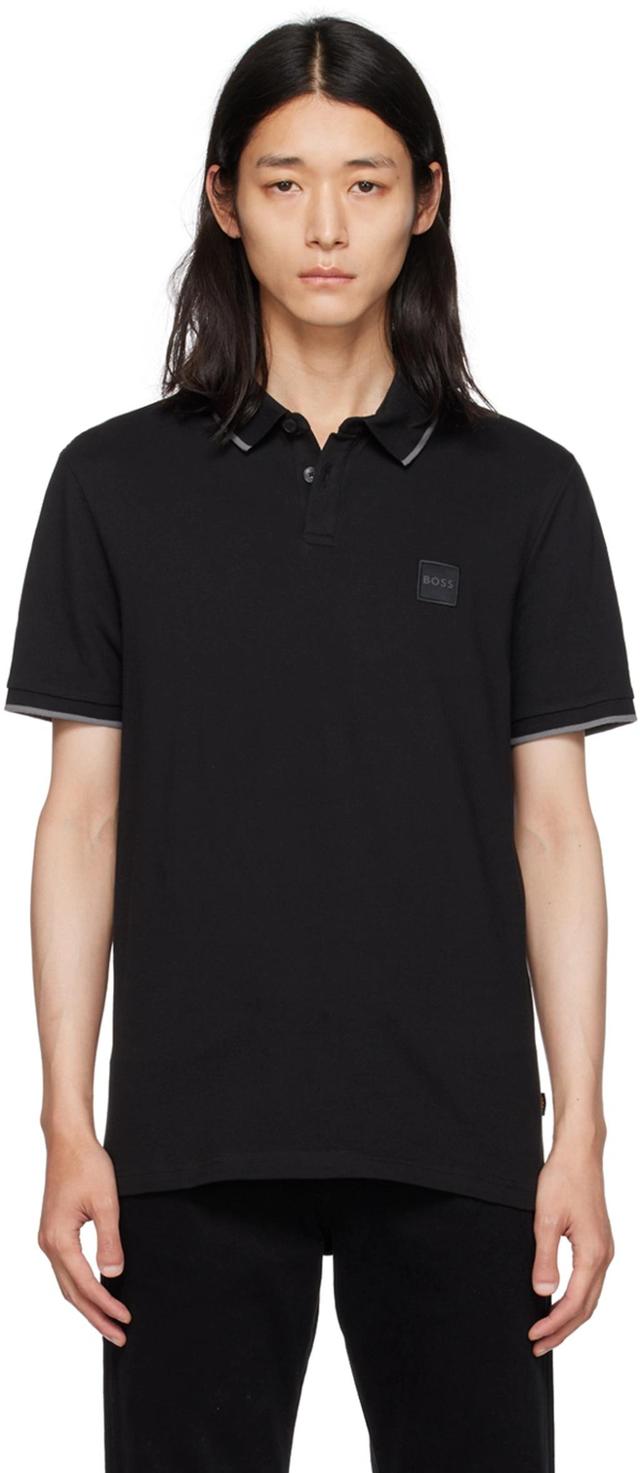 Black Patch Polo In 001 - Black Product Image