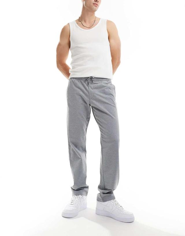 Jack & Jones drawstring tapered pants in heather gray  Product Image