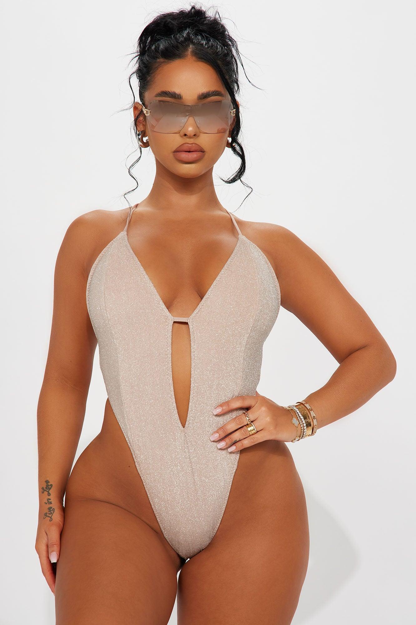 Shinning All Summer High Leg 1 Piece Swimsuit - Sand Product Image