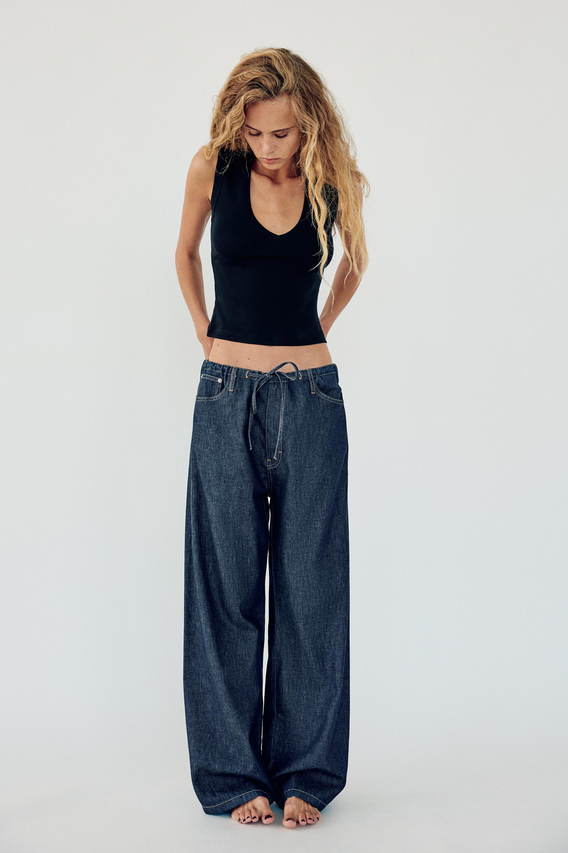 FLOWY FAUX DENIM PANTS Product Image