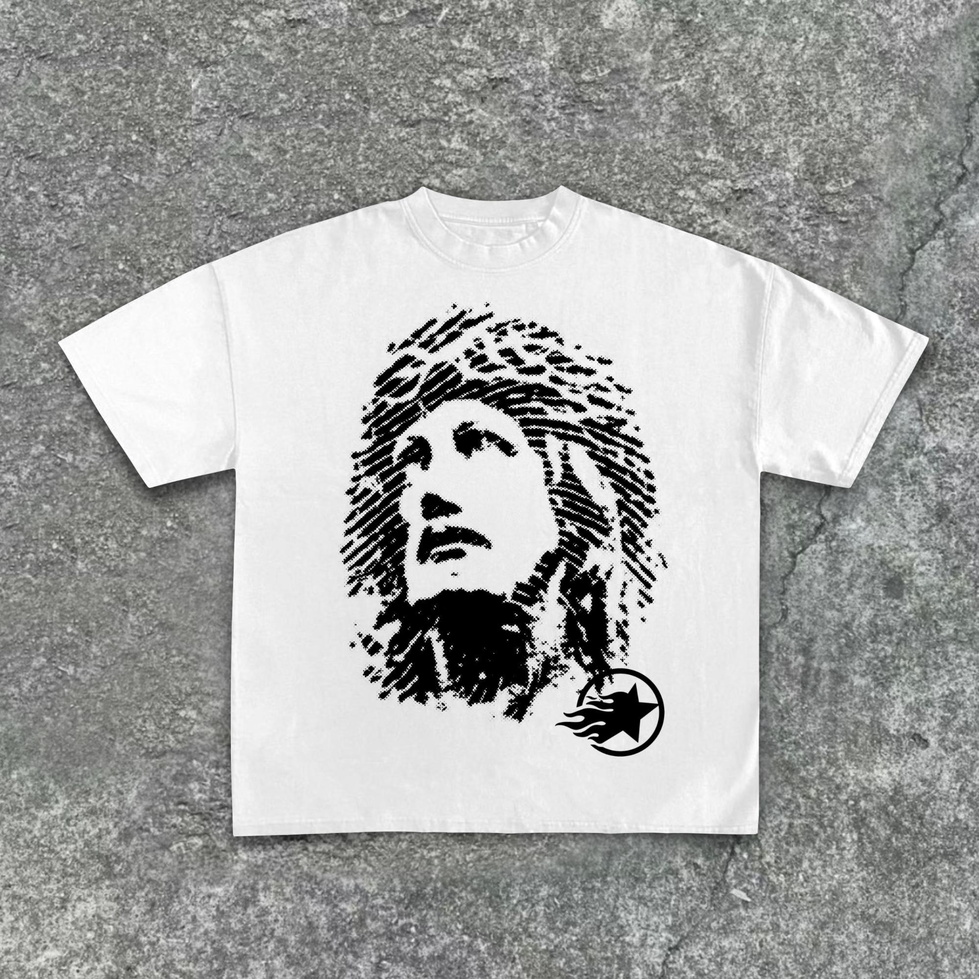 Jesus Dot Pattern Printing Cotton T-Shirt Product Image