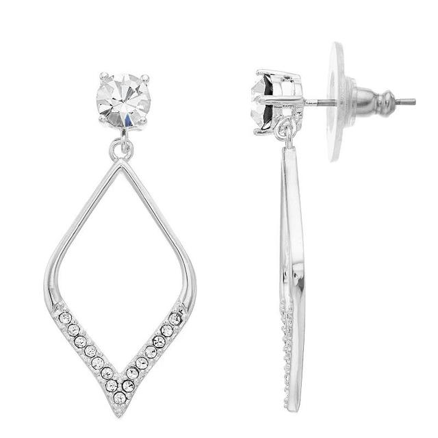 Brilliance Silver Tone Marquise Crystal Drop Earrings, Womens, Silver Tone Clear Product Image