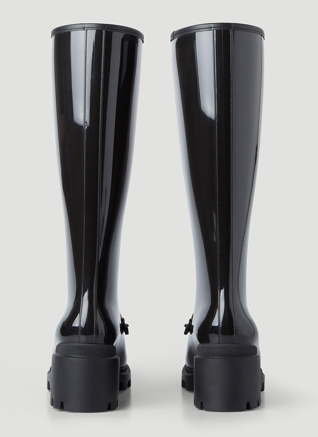 Horsebit Rubber Knee-high Boots In Black Product Image