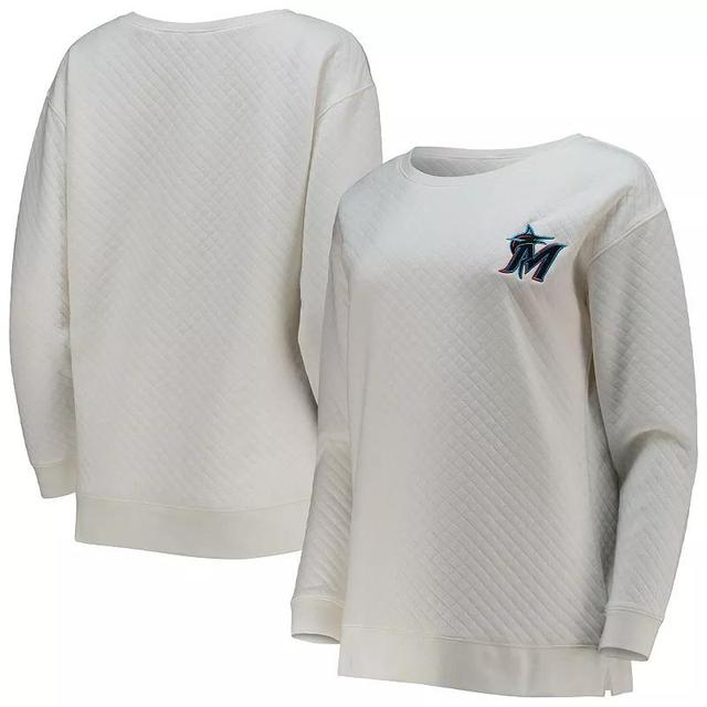 Womens Concepts Sport /Cream Miami Marlins Quilted Pullover Sweatshirt Product Image