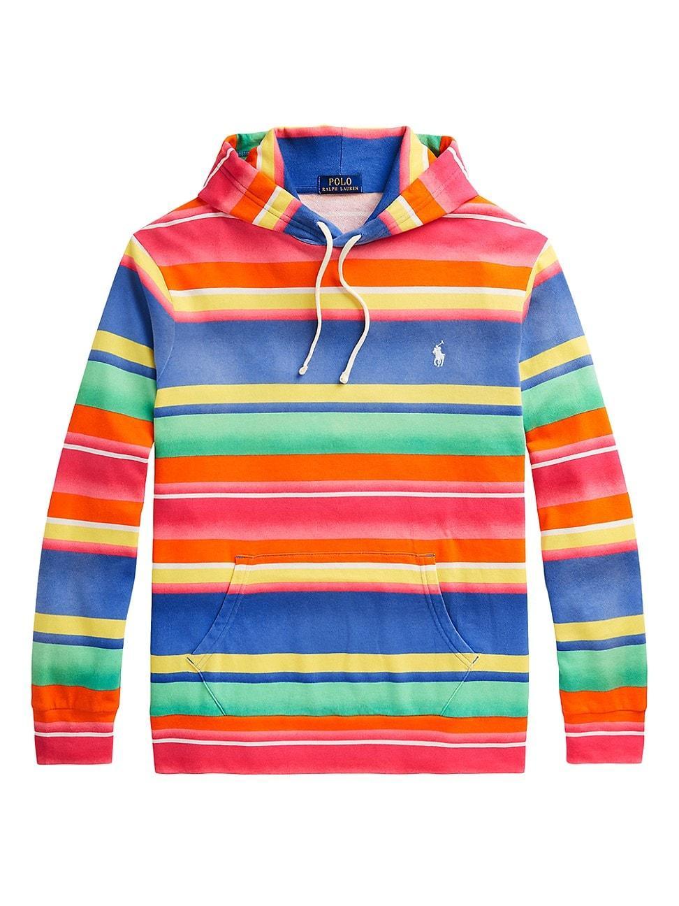 Mens Striped Cotton Hoodie Product Image