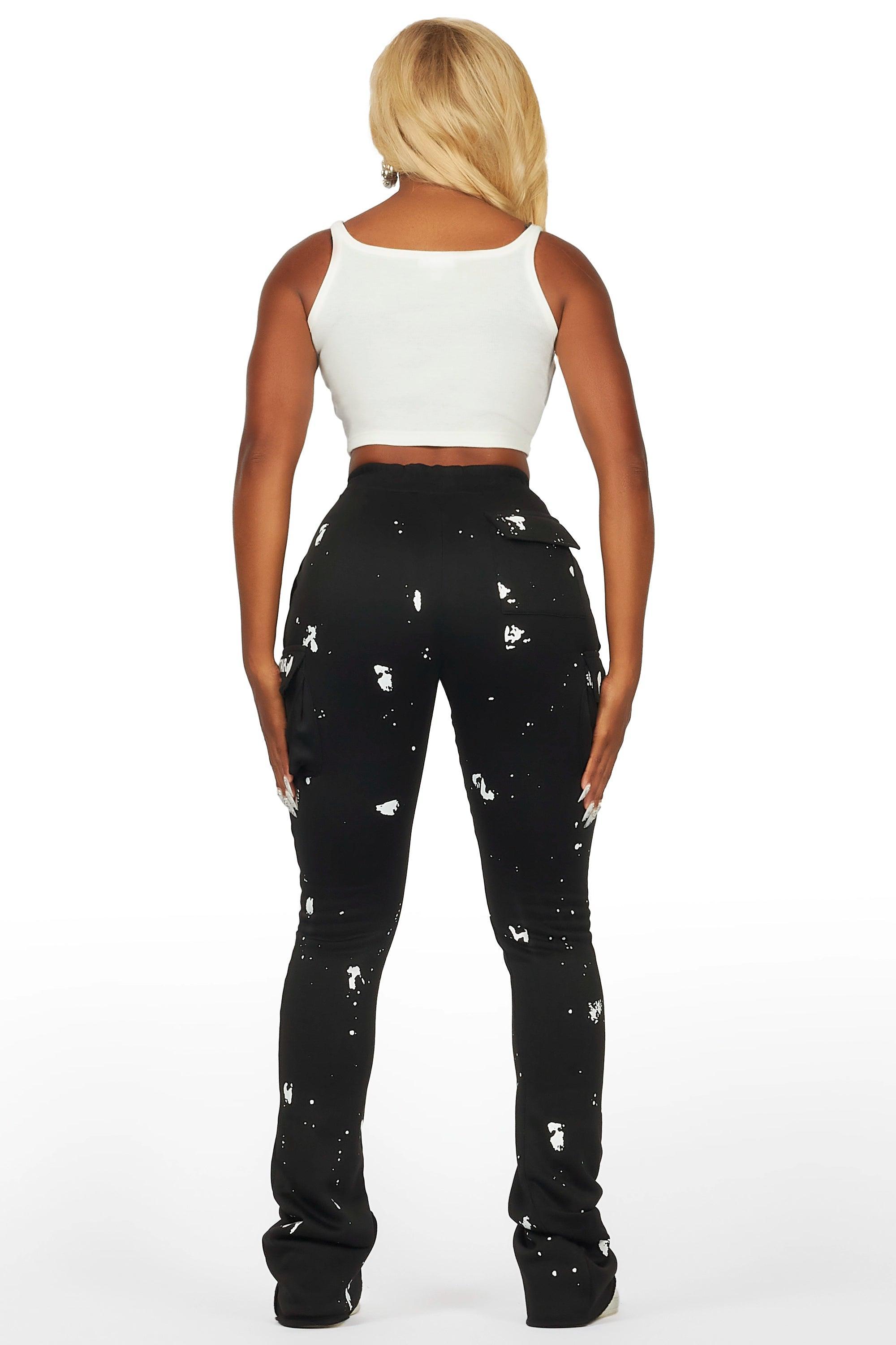 Antonia Black Cargo Stacked Track Pant Female Product Image