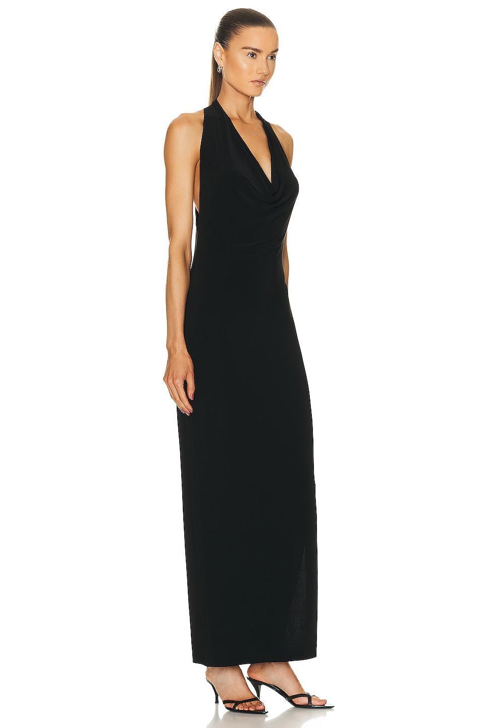 Norma Kamali Halter Neeta Side Slit Gown Black. (also in L, M, S). Product Image