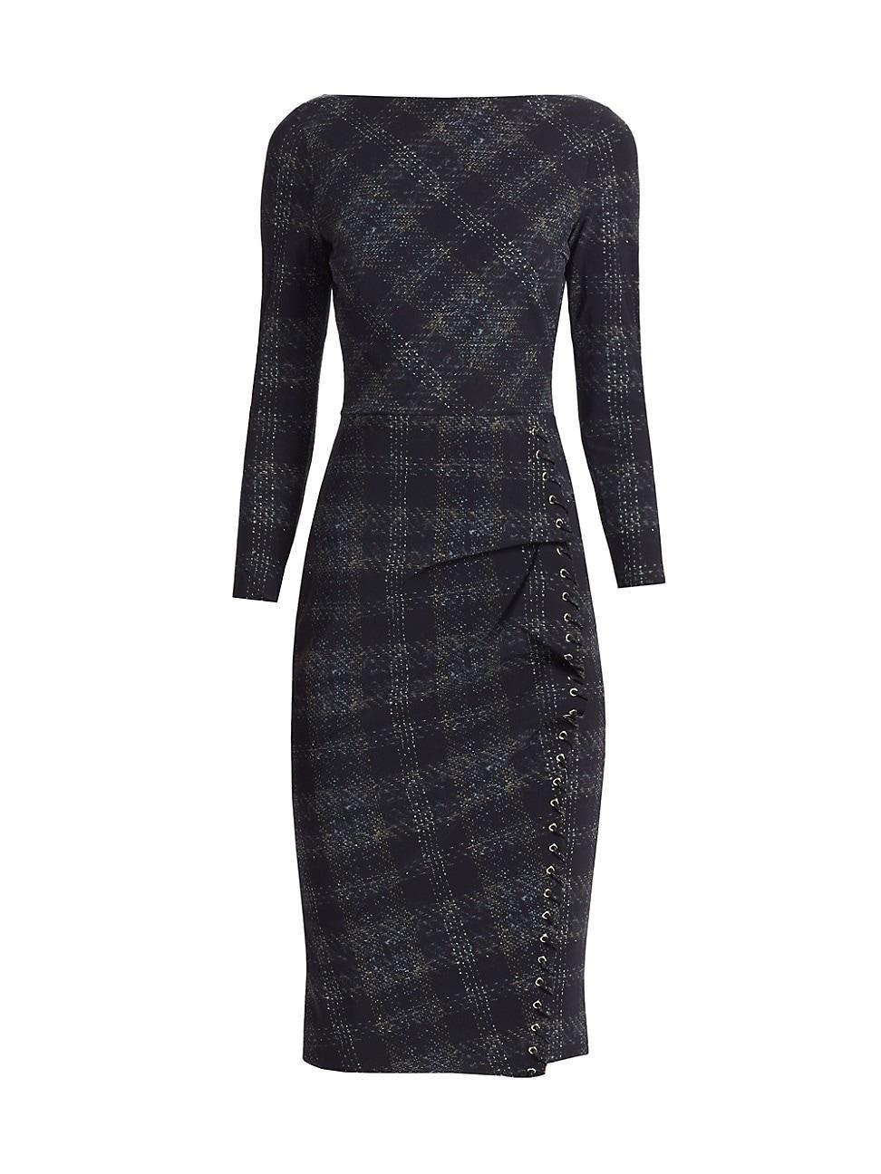 Womens Adlia Plaid Body-Con Midi-Dress Product Image