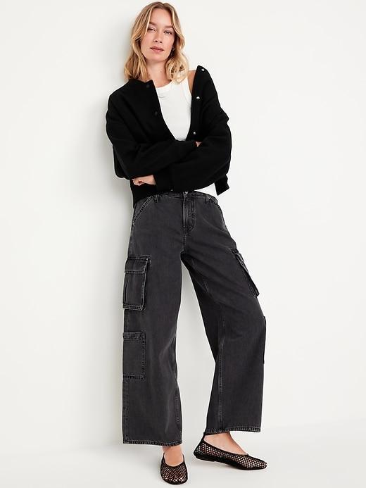 Mid-Rise Baggy Wide-Leg Cargo Jeans product image