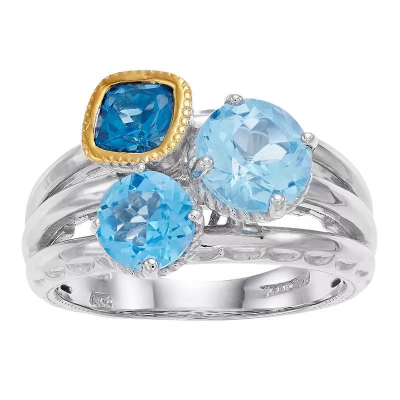 Rosabella 14K Gold Over Sterling Silver Genuine Blue Topaz Ring, Womens Product Image