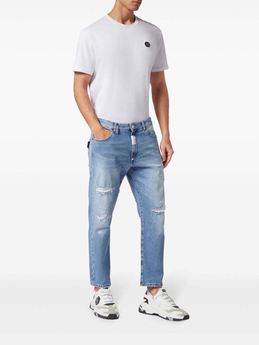 PHILIPP PLEIN Distressed-effect Straight-leg Jeans In Blue Product Image