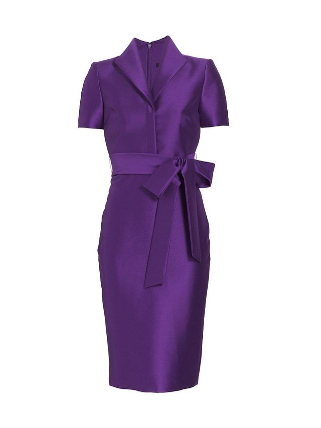 Womens Belted Satin Cocktail Dress Product Image