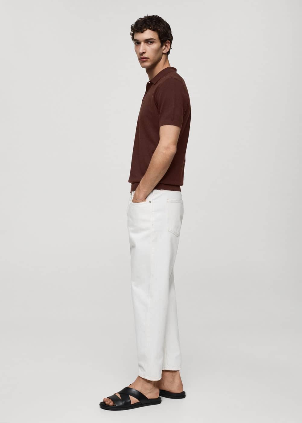 MANGO MAN - Short-sleeve knitted polo shirt burgundyMen Product Image