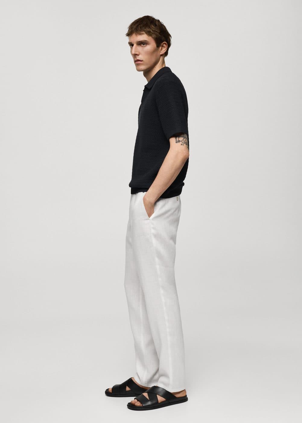 Mango Mens Linen Slim-Fit Pants Product Image