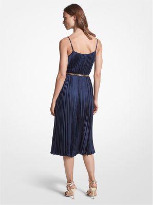 Womens Pleated Slip Midi-Dress Product Image