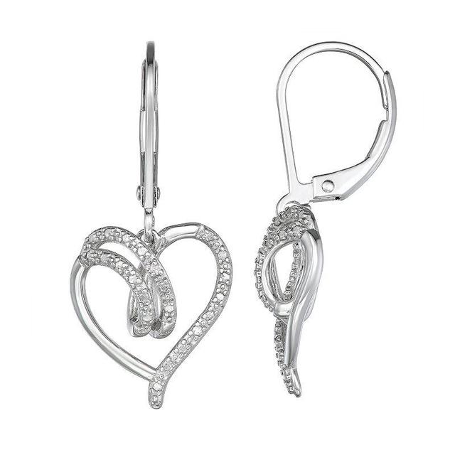 Sterling Silver Diamond Accent Open Heart Drop Earrings, Womens Product Image